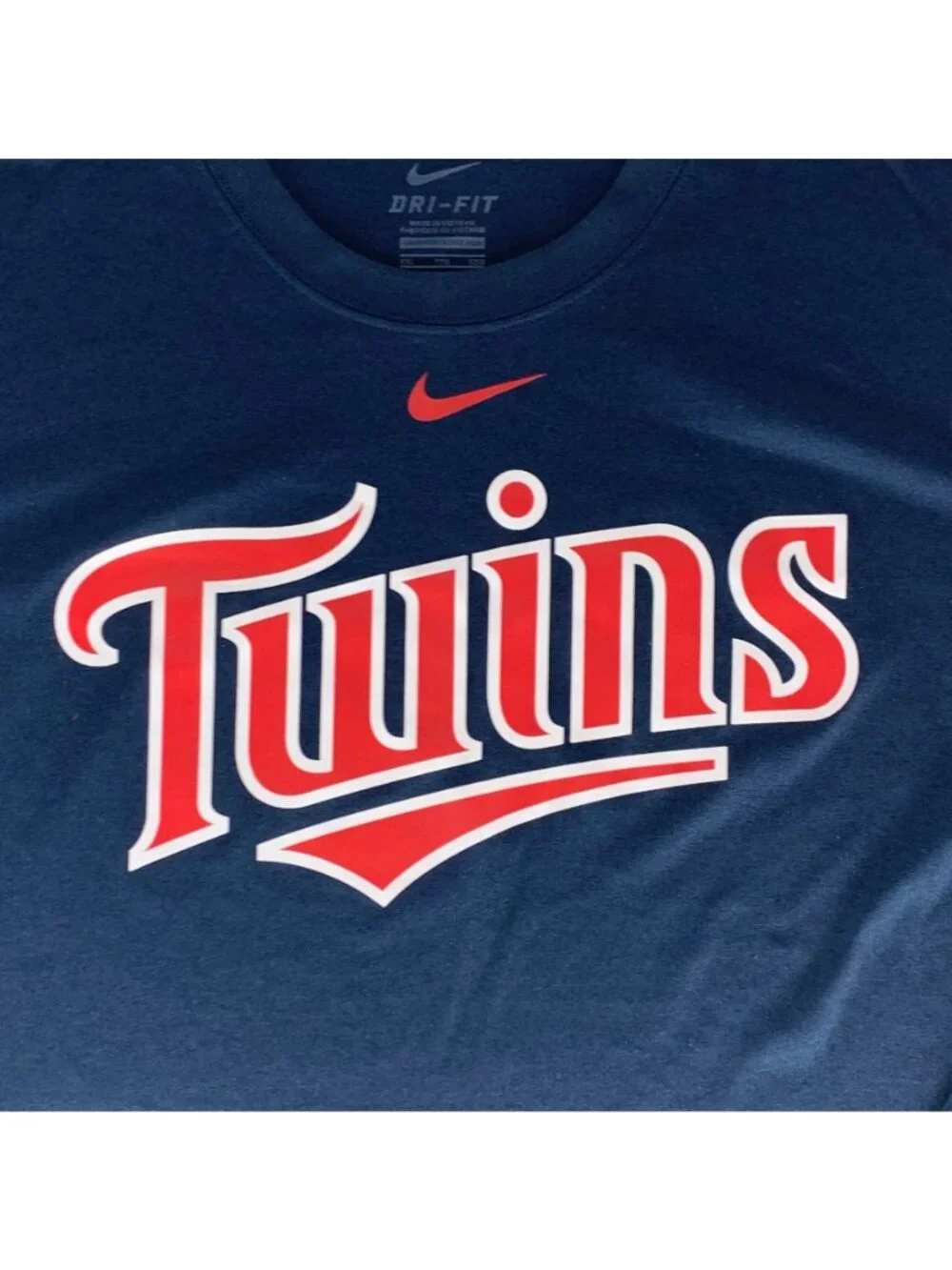 Minnesota Twins MLB Navy Blue Nike Dri Fit Long Sleeve Athletic Shirt Mens 2XL